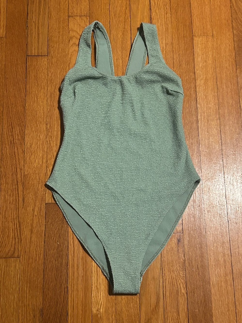 ASOS Textured Sage Green One Piece Swimsuit Women’s L 12-14